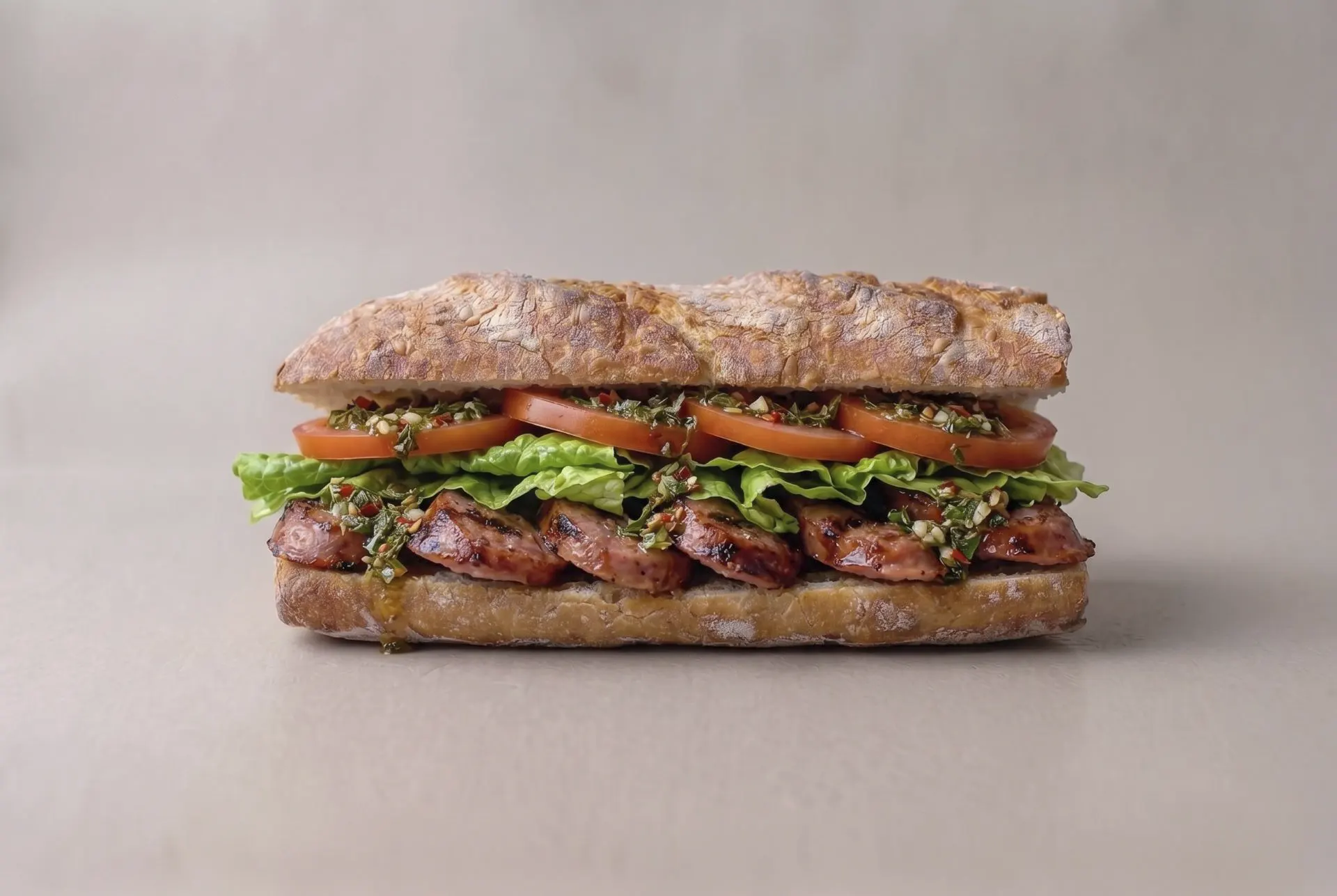 Bocadillo de Criollo, Lechuga, Tomate y Chimichurri