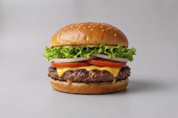 Hamburguesa de ternera con lechuga, tomate, cebolla y queso