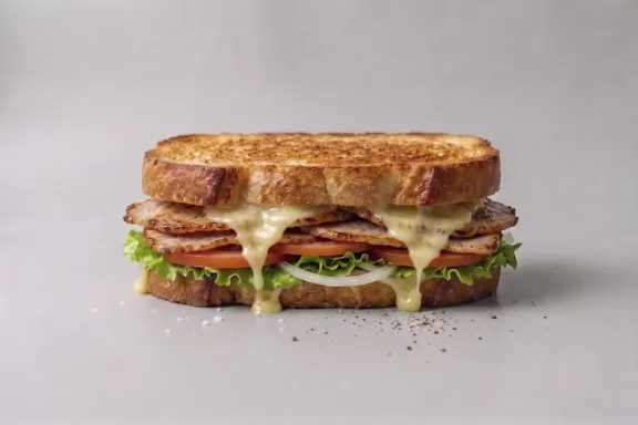 Lomo a la plancha, queso fundido, lechuga, tomate y cebolla en pan de molde tostado