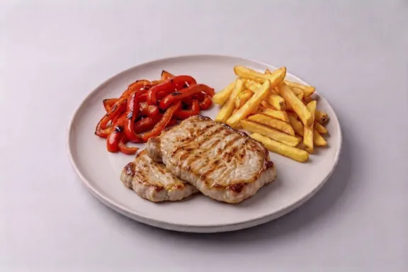 Lomo con patatas y pimientos
