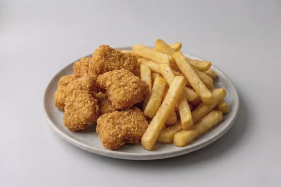Nuggets de pollo crujientes con patatas fritas